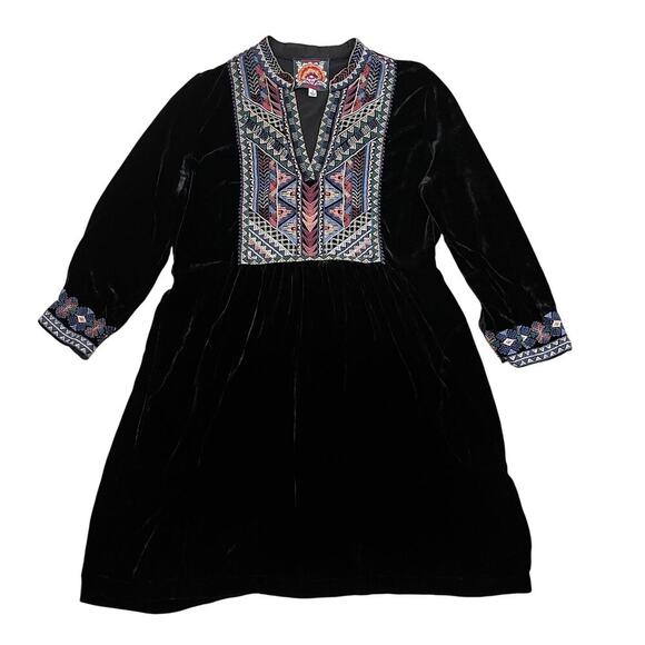Johnny Was Velvet Heavily Embroidered Dress | Boho Luxe Tunic, Silk, MSRP $400 - Picture 1 of 7